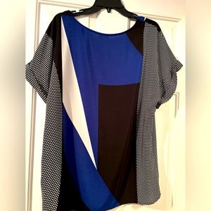 XL top Massimo top with royal blue, White , black with polka dot shirt sleeves